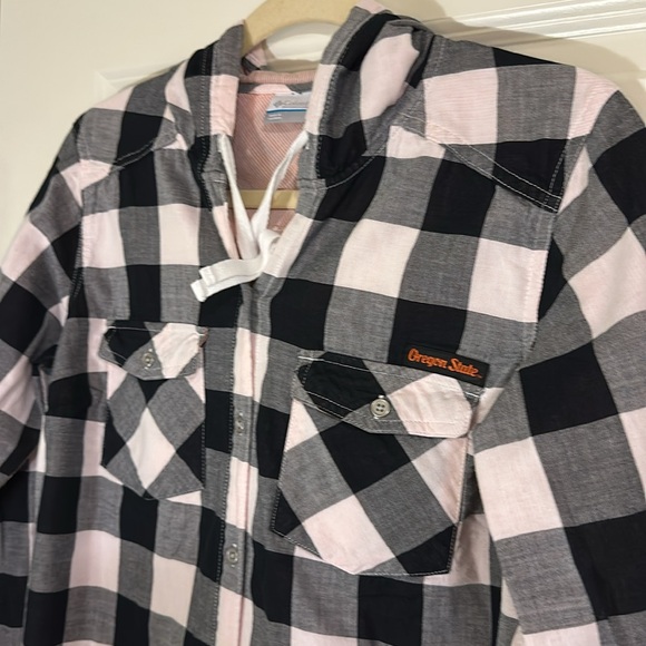 Columbia Women’s Oregon State Hooded Plaid Shirt Size Medium - Picture 2 of 16